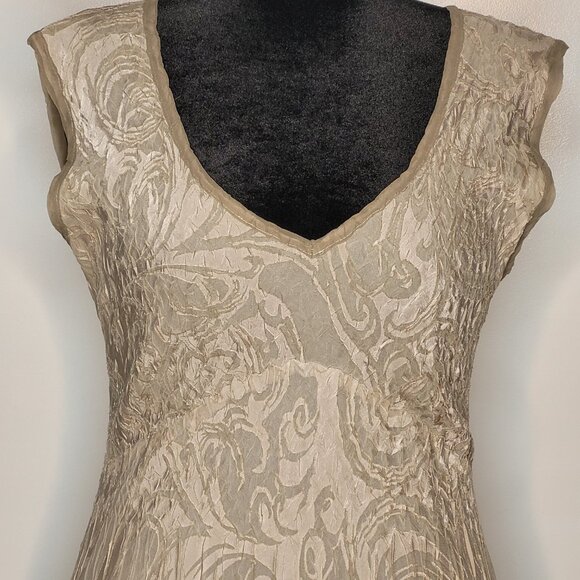 Komarov Beige Crinkle Maxi Dress – Size XL - Picture 4 of 11